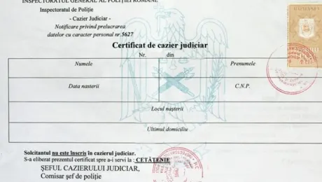 Nu se poate elibera cazierul judiciar