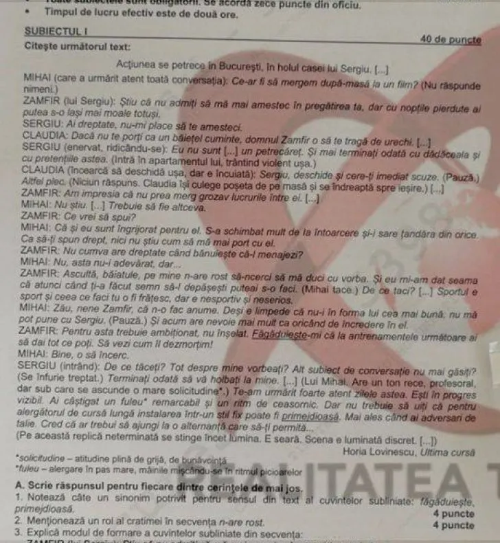 Subiecte ROMÂNĂ Evaluare Națională 2019. Ce subiecte au picat azi. Rezolvări, bareme și FOTO SUBIECTE
