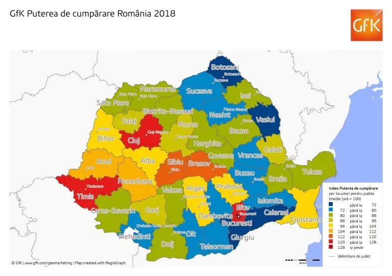 Așa arată harta puterii de cumpărare a românilor pe județe!