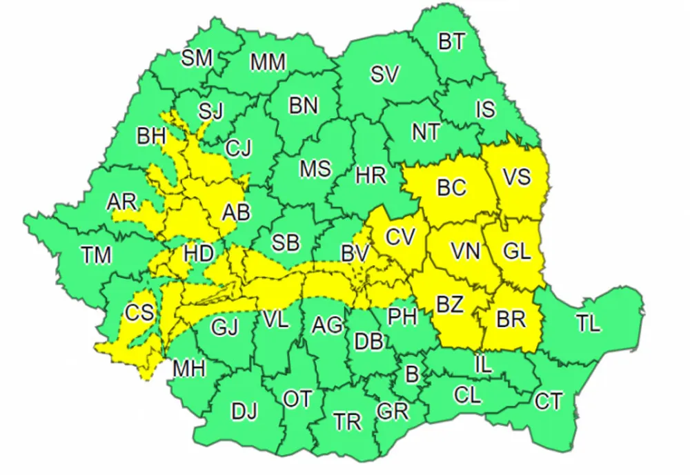 Zone din județele din vestul țării, vizate de o avertizare meteo: vânt, polei și ninsori abundente