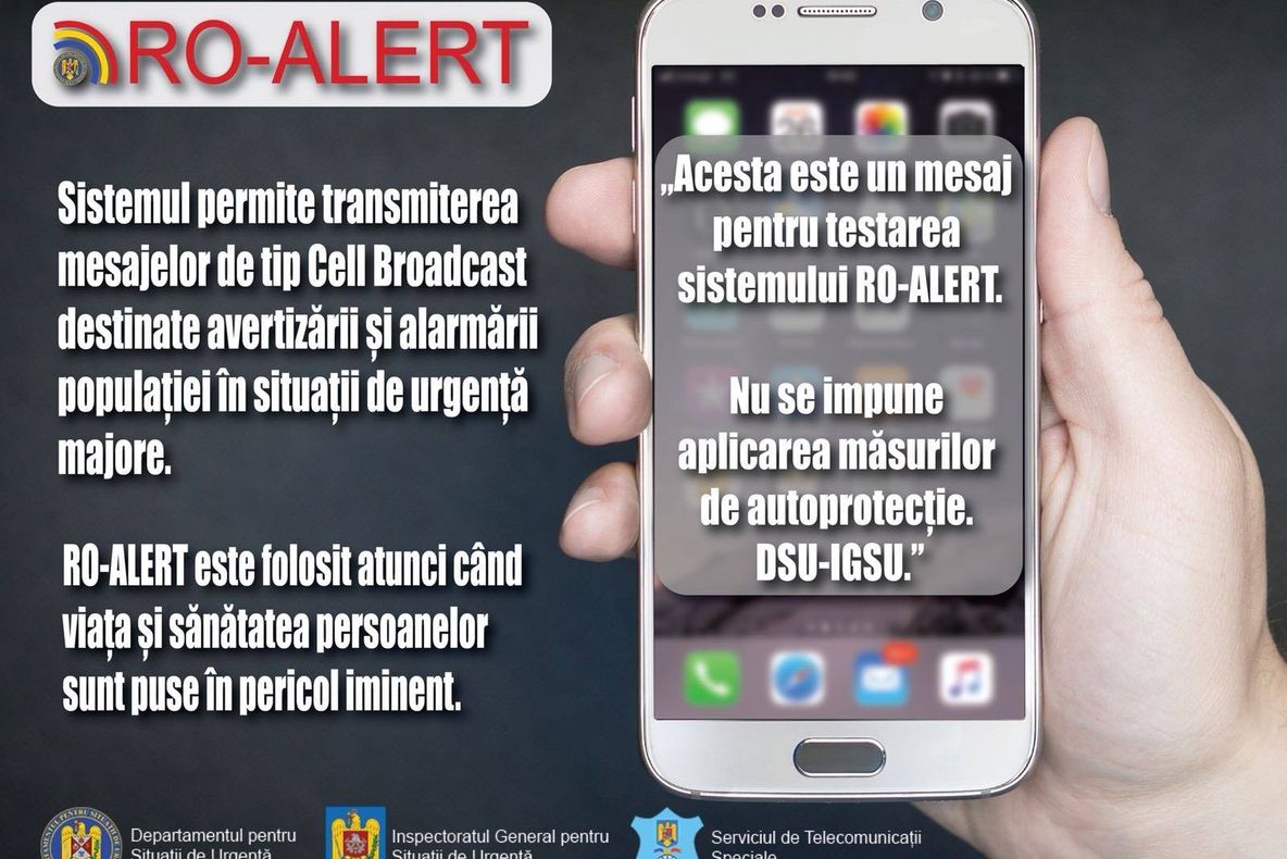 Sistemul Ro-Alert, testat, din nou. Ce transmite ISU Semenic