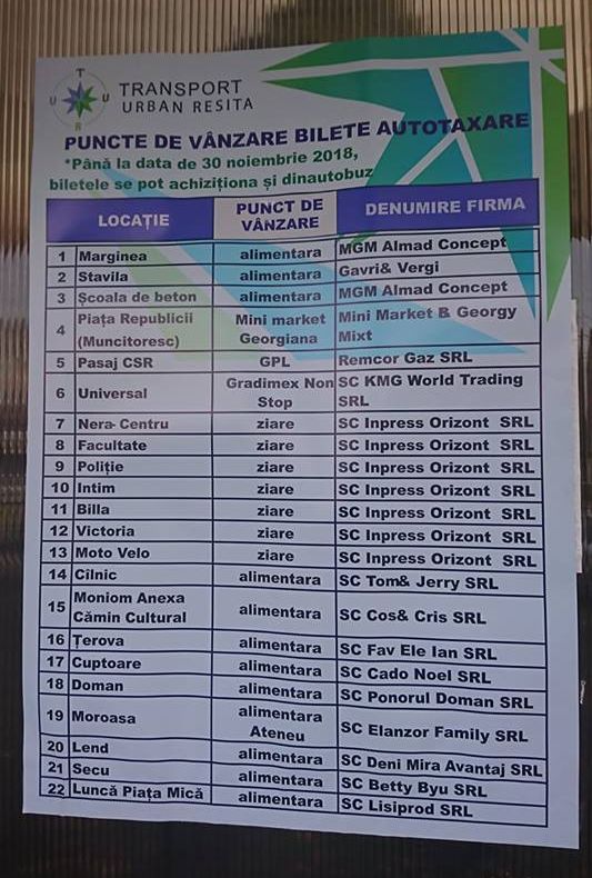 Societatea de Transport Urban Reșița renunță la taxatorii din autobuz, vezi de unde poți lua bilete
