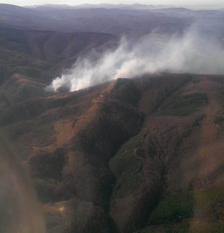 Pompierii reiau lupta cu flăcările în Semenic, un elicopter îi va ajuta la stingere VIDEO