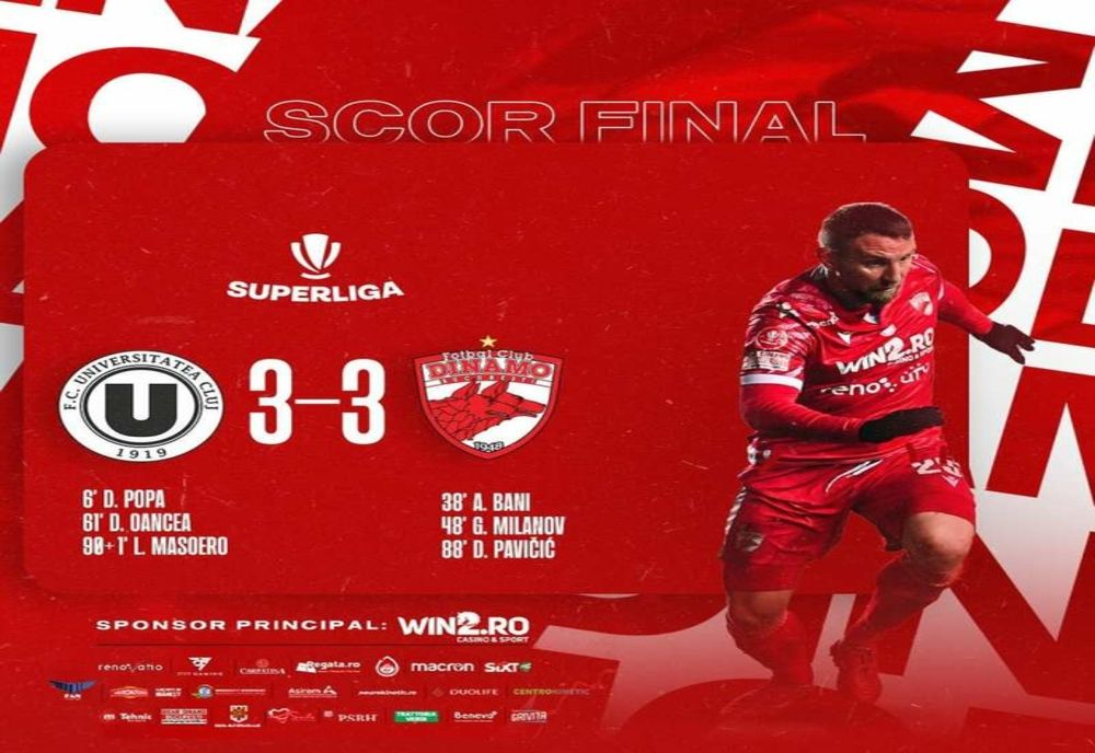 VIDEO Meci de infarct între Dinamo și Universitatea Cluj
