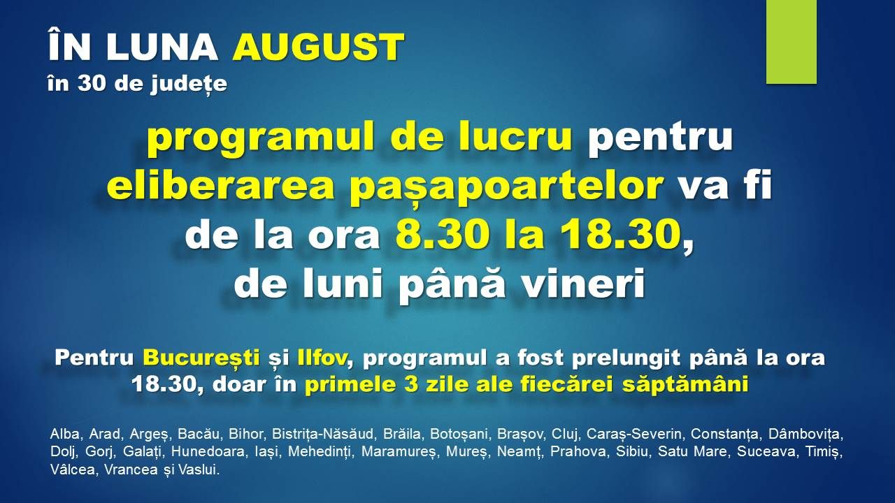 Serviciul Pasapoarte program marit