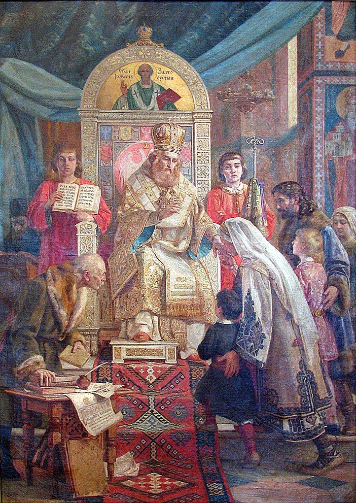 702px-Sveti_Sava_blagosilja_Srpčad,_Uroš_Predić,_1921