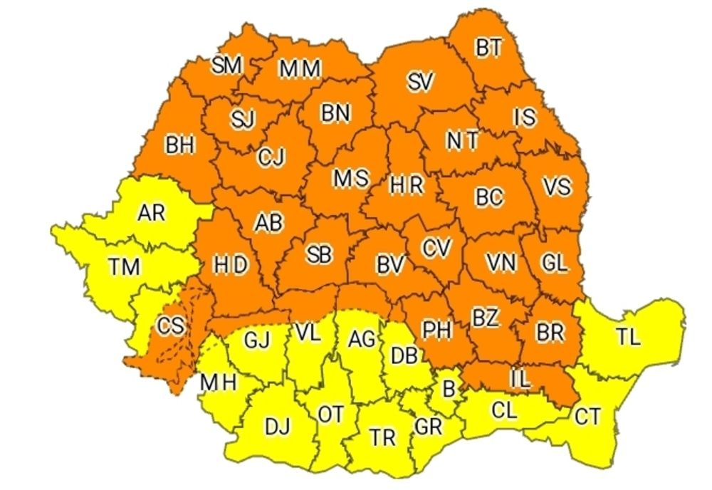 Cod portocaliu de ploi, grindină și vânt în Sălaj