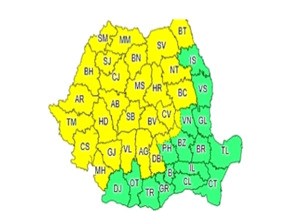 COD GALBEN de vreme severă, până duminică seara!