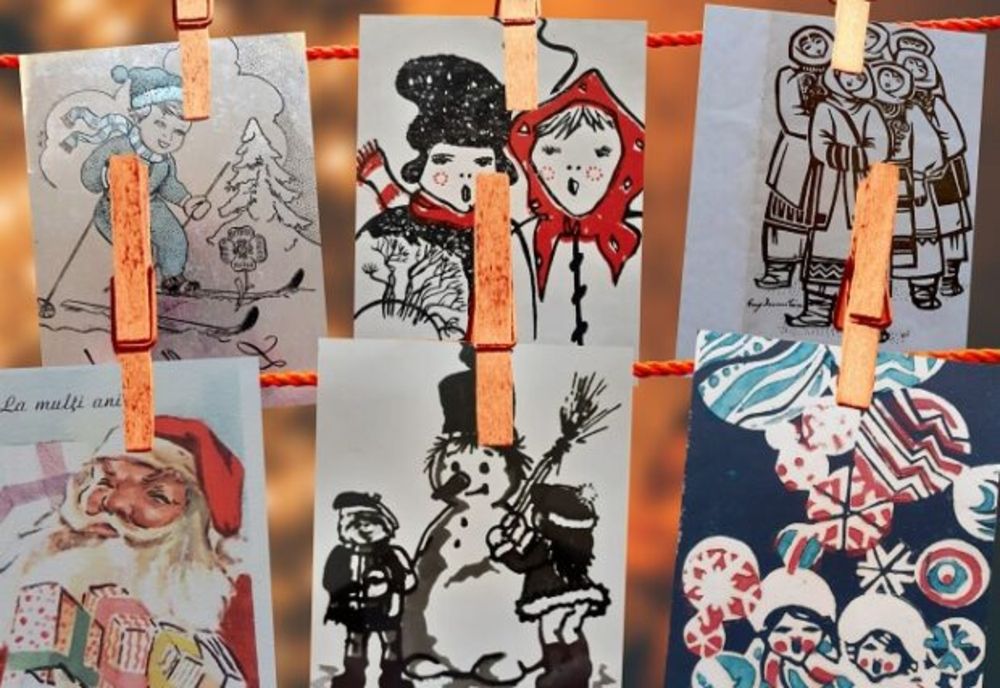 Expoziție de felicitări de iarnă din vremea comunismului